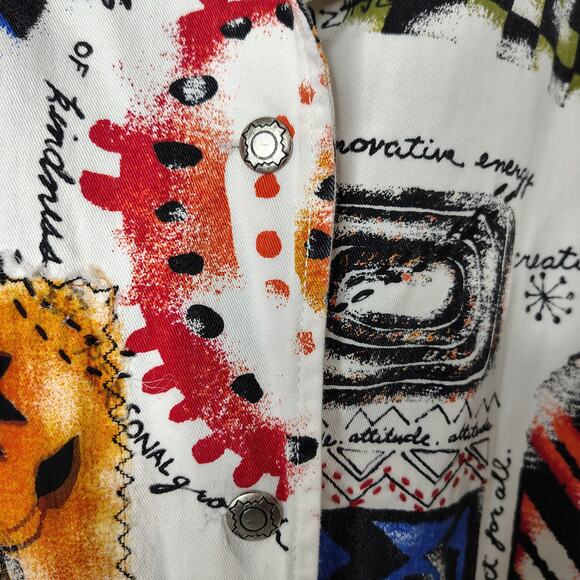 Chico’s Shaman Speaks Jacket Womens 3 / X-Large Abstract Artsy Positive Graphic - Picture 9 of 14